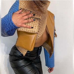 Glamour blue print jacket/ top